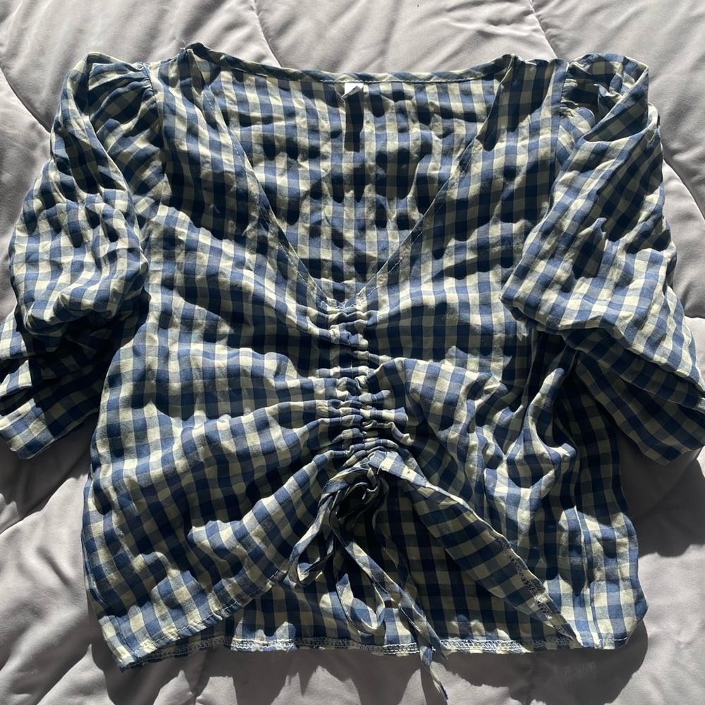 Yesstyle Blue Gingham Top